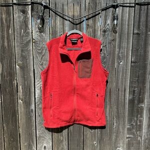 Marmot Reactor Red and Brown Full Zip Polartec Fleece Vest Size XL Men’s